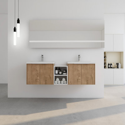 Meuble-lavabo moderne de 60 po avec lavabo, portes Moura Modern