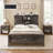  Oceant Sherell Farmhouse Full Bed Frame Storage Bookcase Headboard, Dark Oak-276771026-276771028