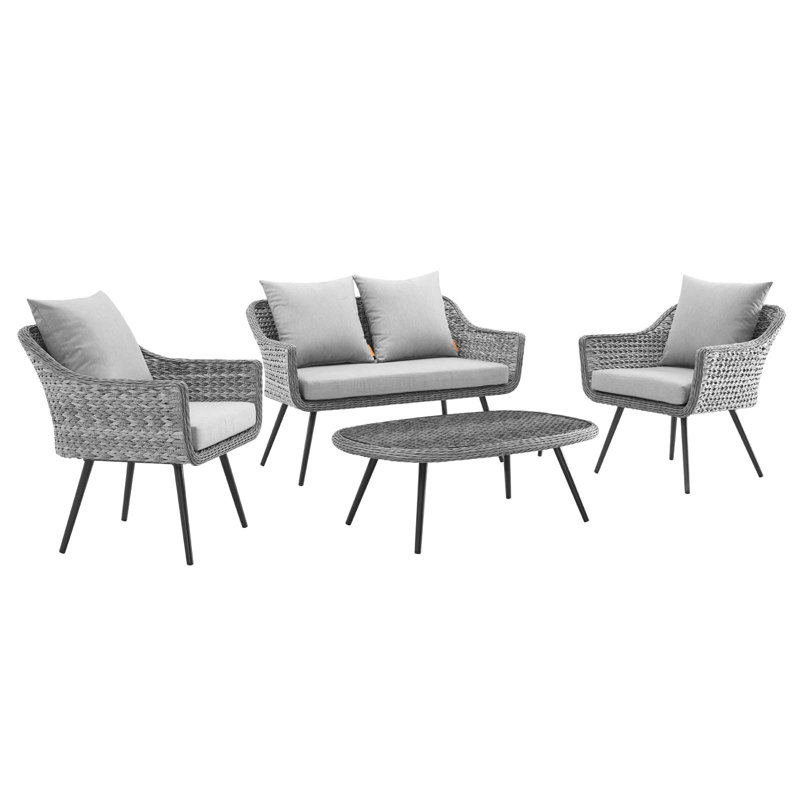Gray 4-Piece Outdoor Patio Wicker Rattan Sectional Sofa Set