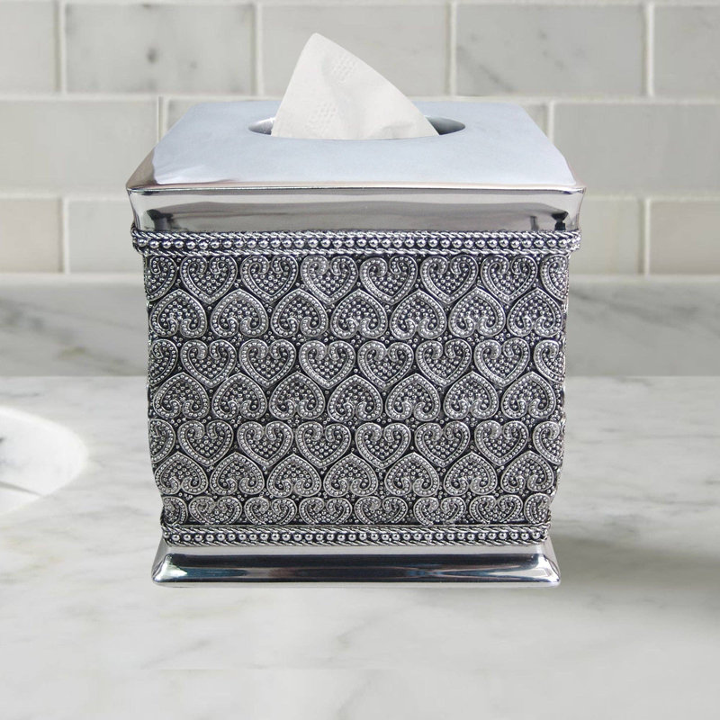 Housse pour boîte à mouchoirs Oneita | Porte-boîte à mouchoirs carré en résine | Finition chromée