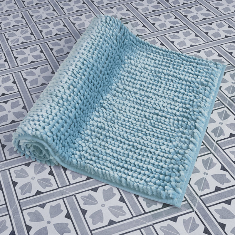 Laura Ashley Butter Chenille Bath Rug, Aqua, 27" W x 45" L