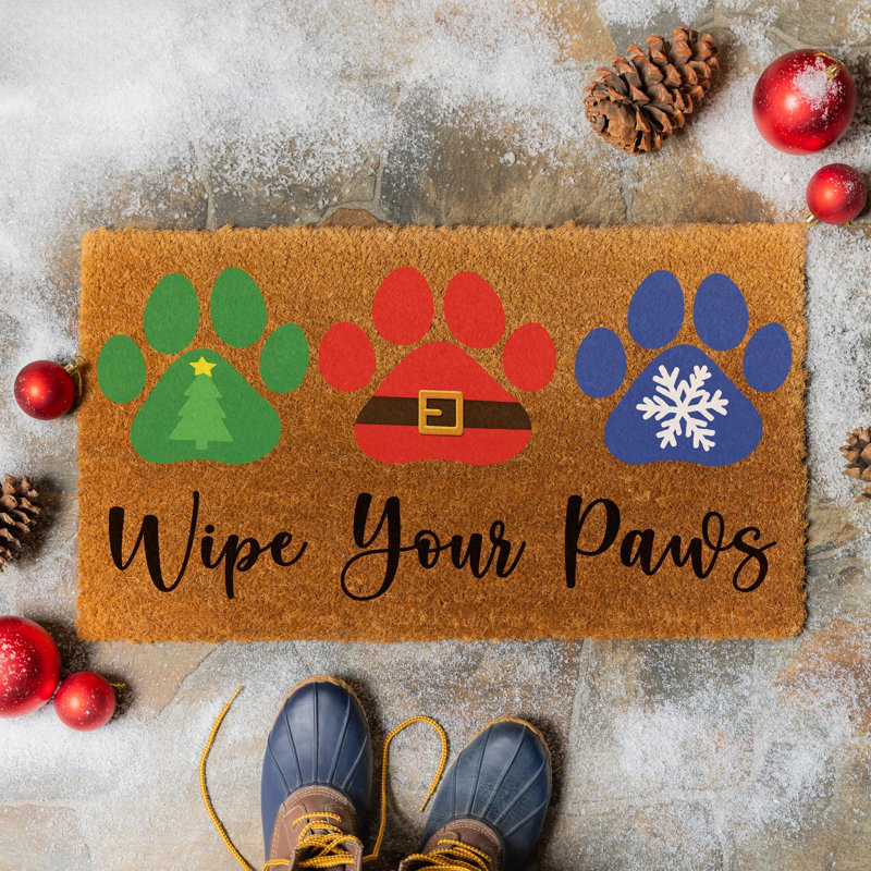Tapis de Noël Christmas Pawprint Trio