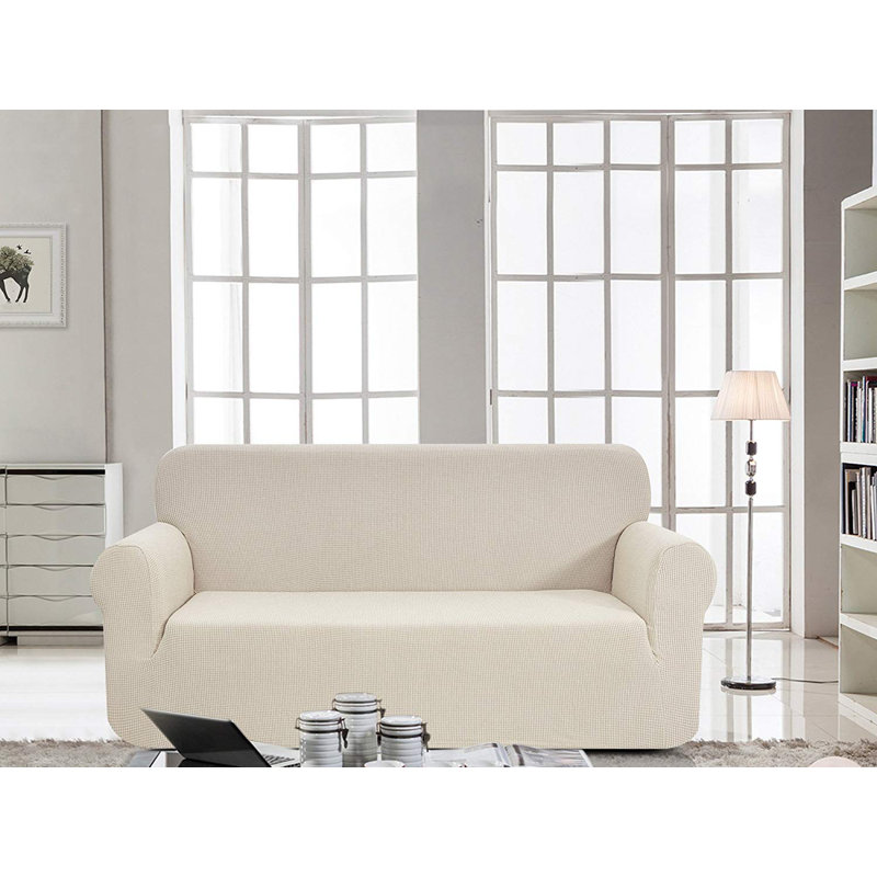 Housse pour causeuse à coussins carrés/rectangulaires, Ivoire, H 23 po x l 92 po x P 24 po