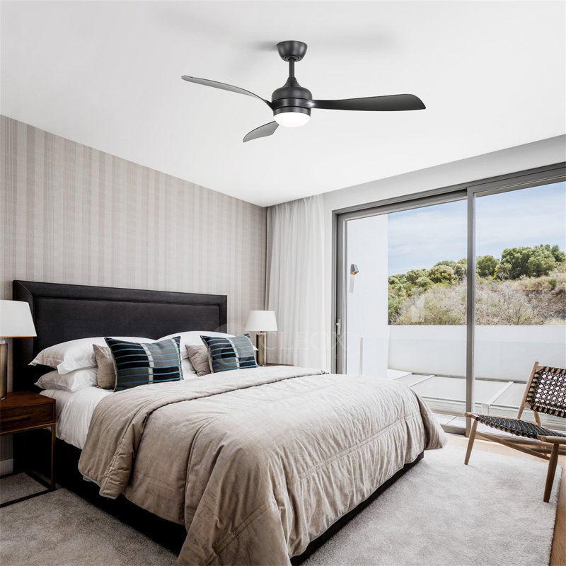 52-Inch Black Ceiling Fan With 3 ABS Blades, Black, Black