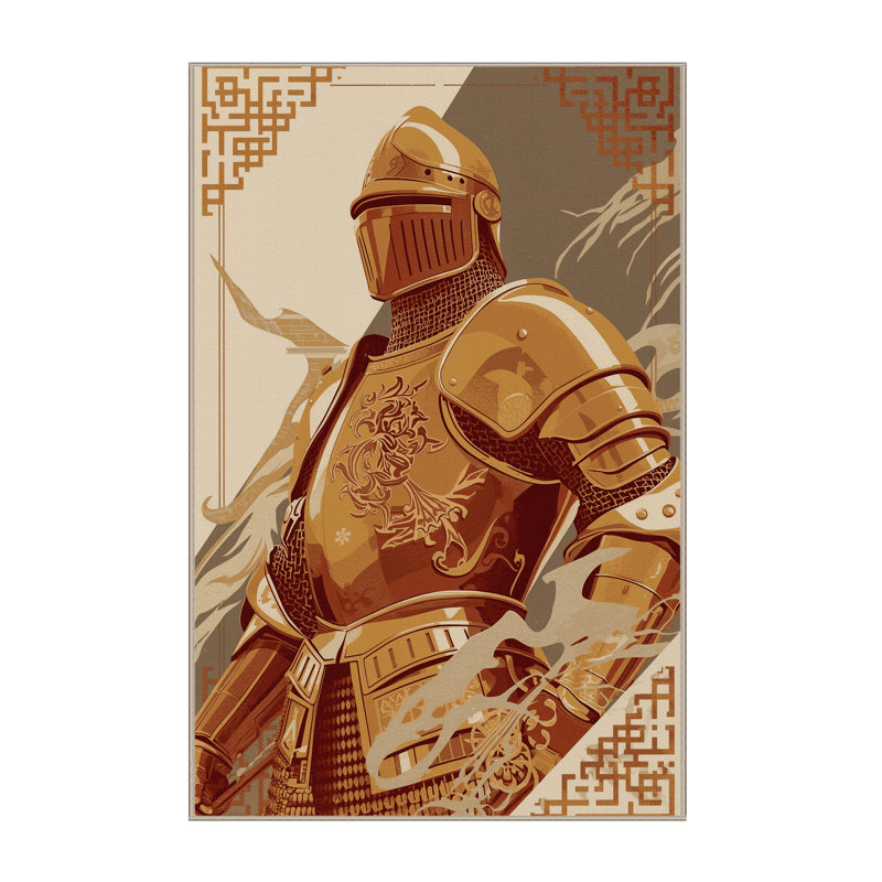 Tapis oriental brun lavable à la machine Bridgewater Knight In Armor, 7 x 10