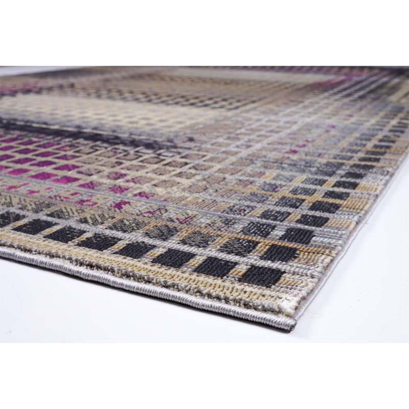 Tapis à motif géométrique gris Gratz, Rectangle 5 pi 3 po x 7 pi 7 po