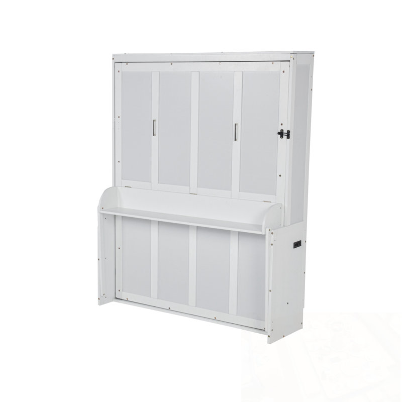 Queen Size Wood Murphy Bed with Desk