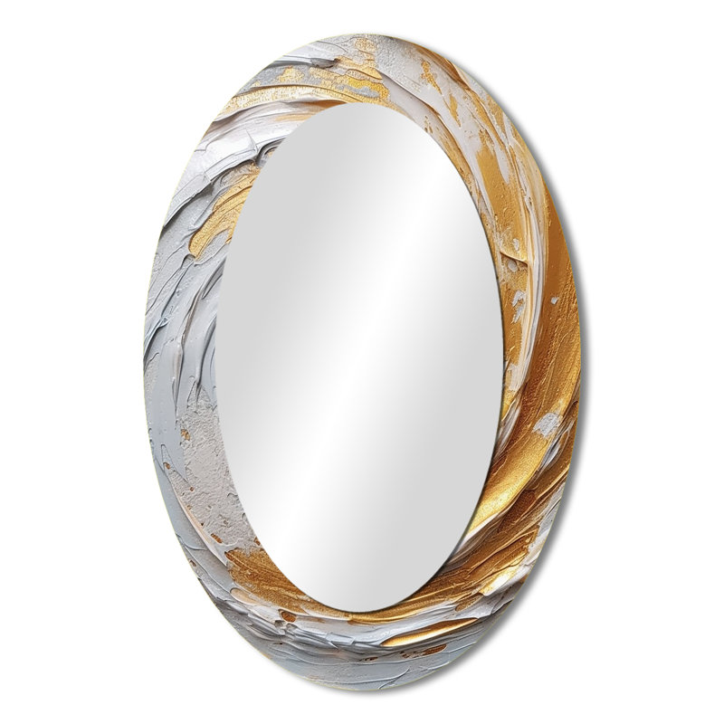 Miroir mural ovale doré et crème - tourbillons enchantés II, 36 po x 24 po