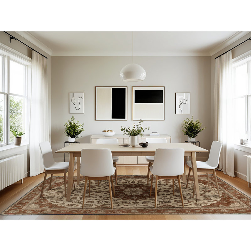 Machine Washable Persian Brown Area Rug, Rectangle 7' x 10'