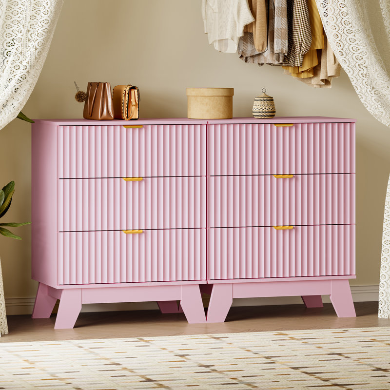 Commode à 3 tiroirs cannelée pour chambre à coucher avec commode, commode en bois de 23,6 po de largeur, table de chevet