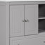 Base de meuble-lavabo 30 po seulement, structure en bois massif, armoire de rangement pour salle de bain avec portes et tiroirs, gris