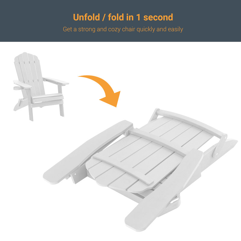 Chaise Adirondack pliante HIPI résistante aux intempéries, Blanc