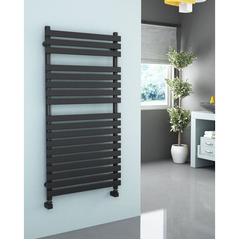 Hemby Flat Panel Towel Rail Heated Towel Rails, Silver/Chrome, 120cm H x 60cm W x 10cm D