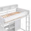 Lit mezzanine simple avec cadre de sécurité et tablette de rangement, bureau en bois blanc-727716338