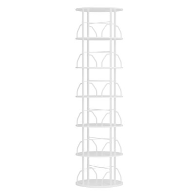 Rotating 360° Bookshelf Tower, Stackable Spinning Bookcase, Space‑Saving Revolving Round Shelf, Floor Standing Swivel Corner Organizer