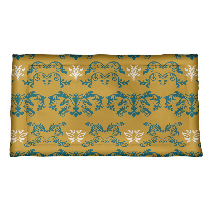 Football Baroque Pattern Pillow Sham, Standard, Gold/Blue/White, Microfiber