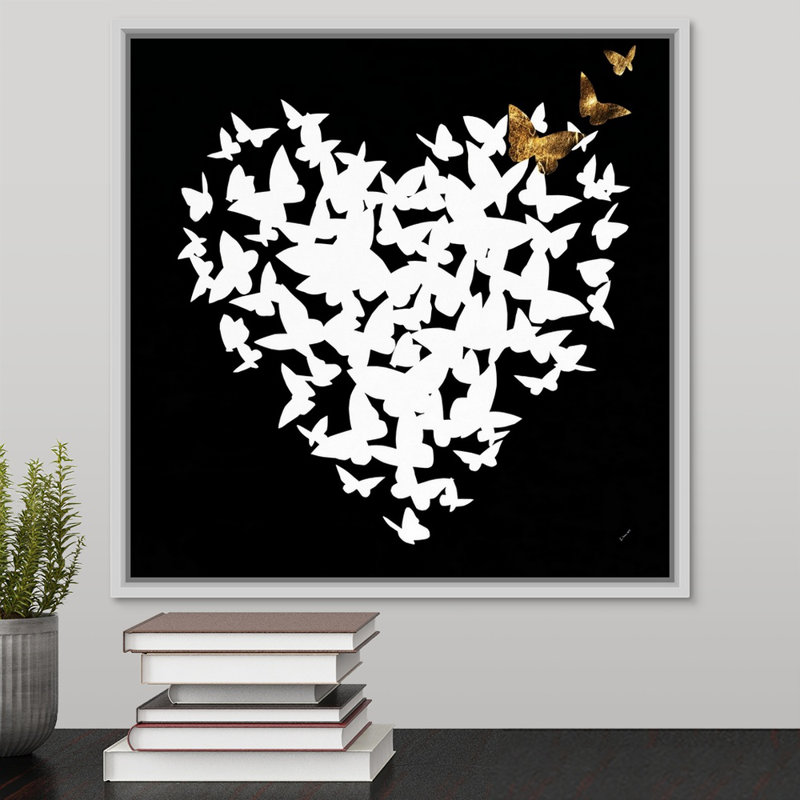 « cardiaque aflutter i », impression sur toile, H 17,7 po x l 17,7 po x p 1,75 po, Cadre flottant blanc