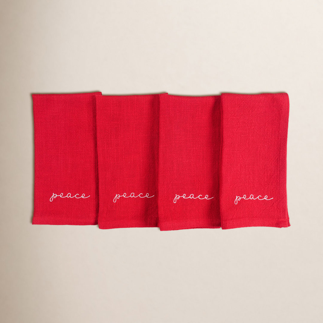 Damali Napkins, Holiday Red Embroidered Monaco (Set of 4) Birch Lane™