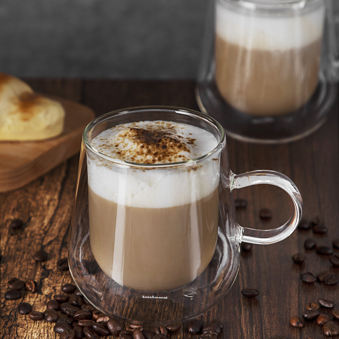 Bacimi Double Wall Borosilicate Clear Glass Coffee Tea Cups 12oz / 350ml (Set of 2) bacimi