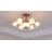 6+2-Light Semi-Flush Mount Ceiling Light, Chandelier with Frosted Glass Shades-2080940336