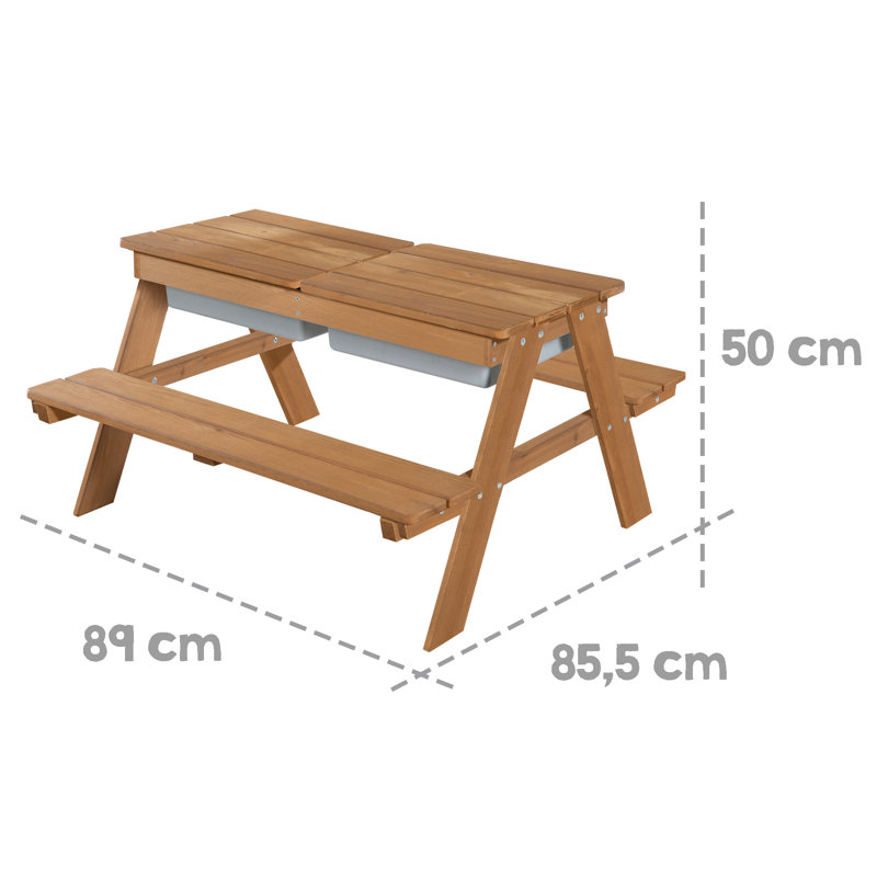 Roba Deluxe 89cm x 85cm Solid Wood Rectangular Sand And Water Table, Teak