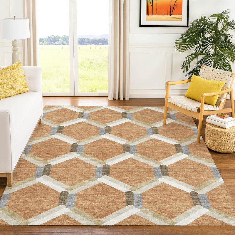 Tapis treillis intérieur / extérieur lavable à la machine Dyar ACN2343, Rectangle 5 pi x 7 pi 6 po