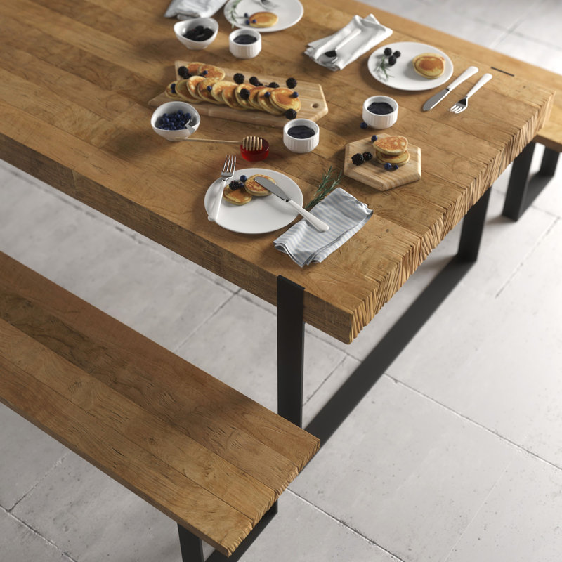 Fleener Solid Wood Top Sled Dining Set