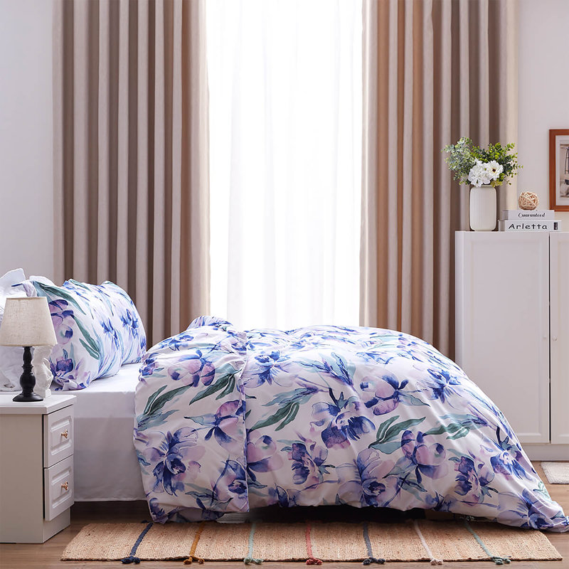 Floral Duvet Cover, Twin Duvet Cover + 1 Sham