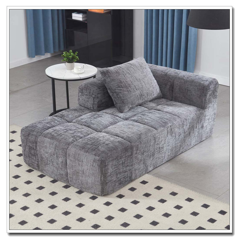 Chenille Chaise Lounge Sleeper, Gray