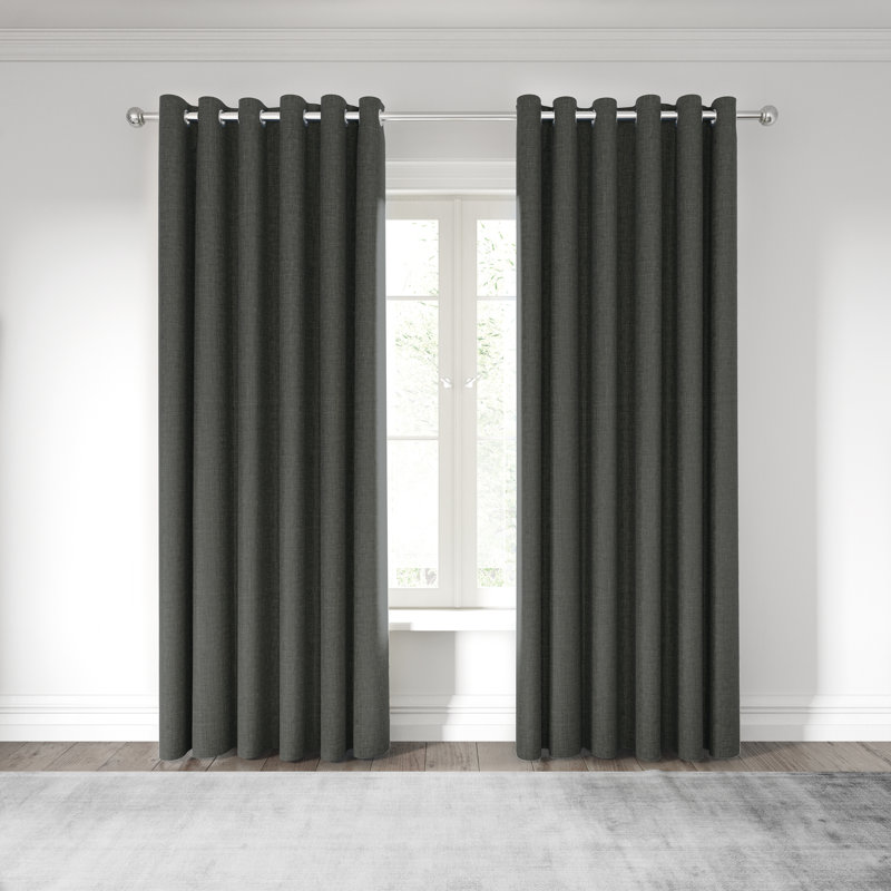 Kalo Room Darkening Curtain Pair, 168 W x 183 D cm, Charcoal