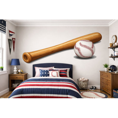 Baseball Bat Wall Decal, Baseball Wall Sticker, Boys Room Wall Art, Sports Nursery Decor, Playroom Mural, 527Mv