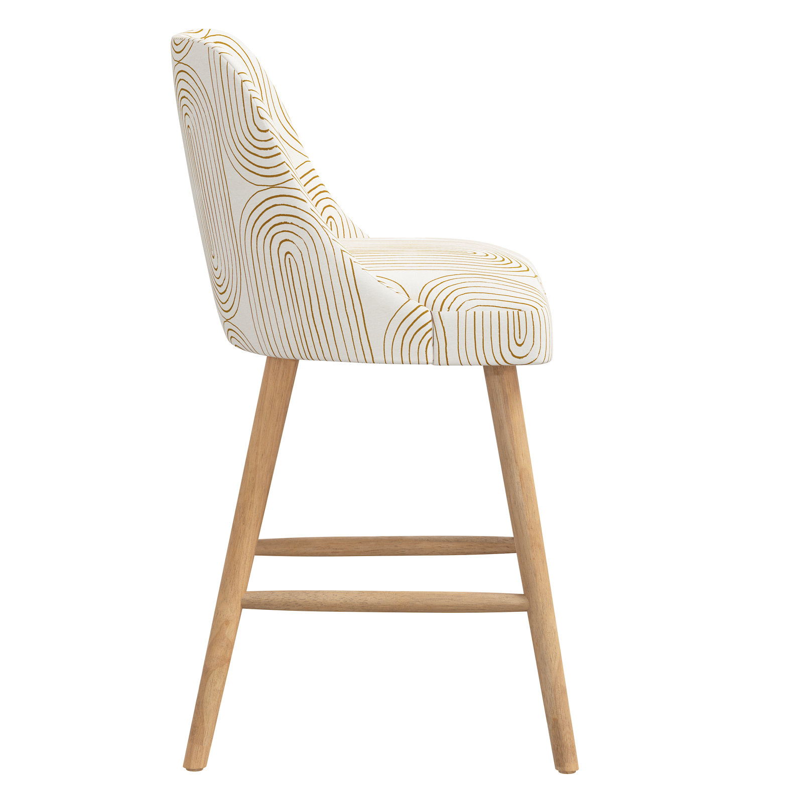 Gallie Bar Stool, Counter Stool (27” Seat Height), Natural Wood, Oblong Mustard