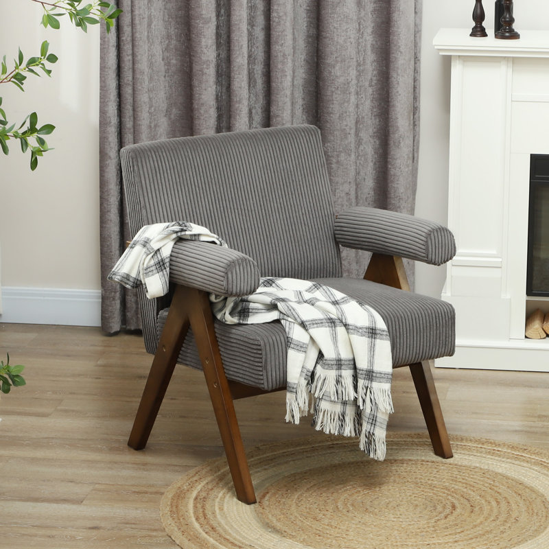 Chaise d'appoint avec siège large et accoudoirs rembourrés, Polyester 100 % gris foncé