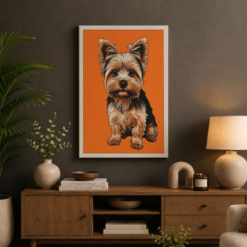 Terrier Portrait Modern - Wrapped Canvas, 36x24 - 91.4 x 61.0 cm, White Border