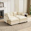 Cloud, chenille respirante, beige, canapé modulaire moderne pour appartement et salon, revêtement double couche, design américain, mi-doux, rembourrage en mousse beige-357610917