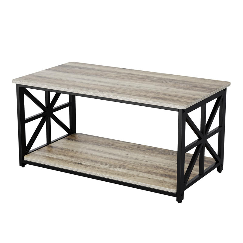 2-Tier Coffee Table With Round Corners, Gray