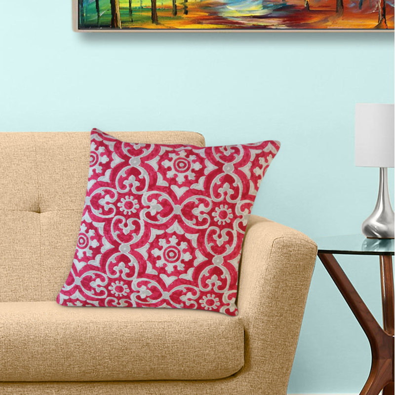 Coussin Parmida, 24 po x 24 po, Coussin décoratif, Rose