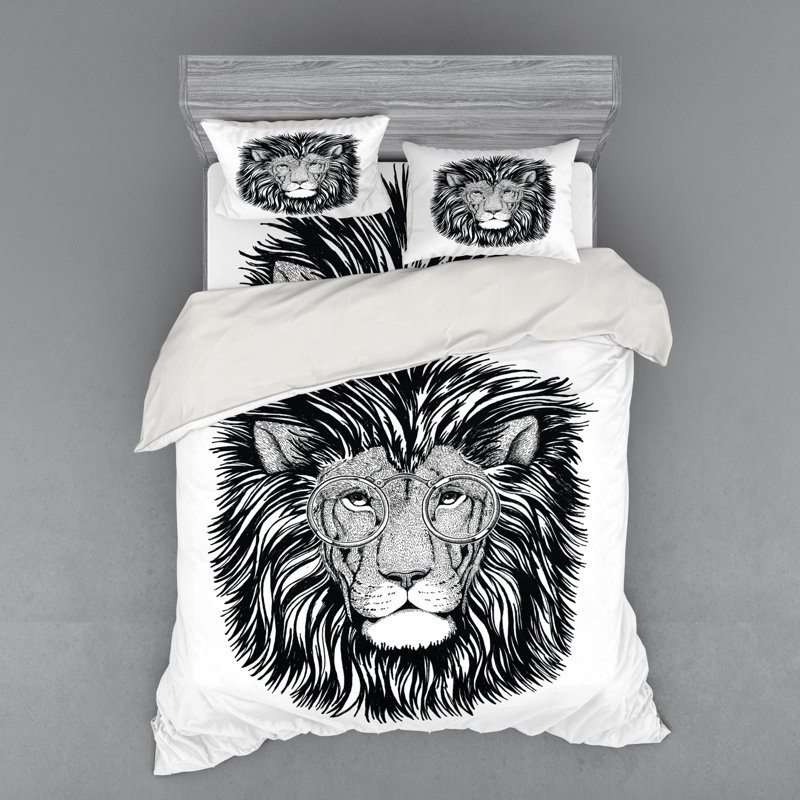 Ensemble de housse de couette éclectique en microfibre noir / blanc, Housse de couette grand + 3 pièces supplémentair