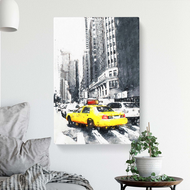 A Yellow Taxi Cab In New York - Wrapped Canvas, 50cm H x 35cm W x 3cm D