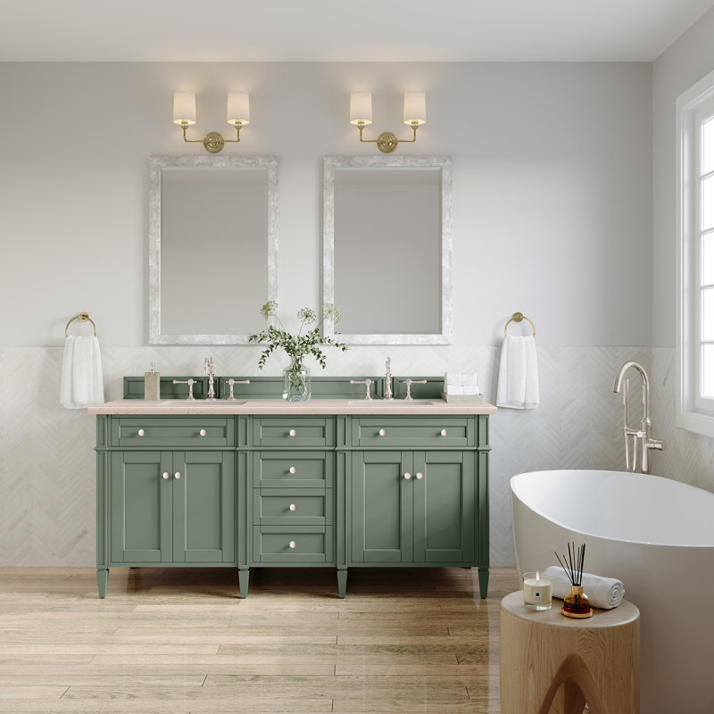 Meuble-lavabo double l 72 po Dussault, Céladon fumé, 8 po, Sibérien