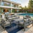 All-Weather 5-Piece Modern Metal Patio Furniture Set,  7-Seat Conversation Sofa With Thick Gray Cushions & Gray Frame And Coffee Table-2079594024
