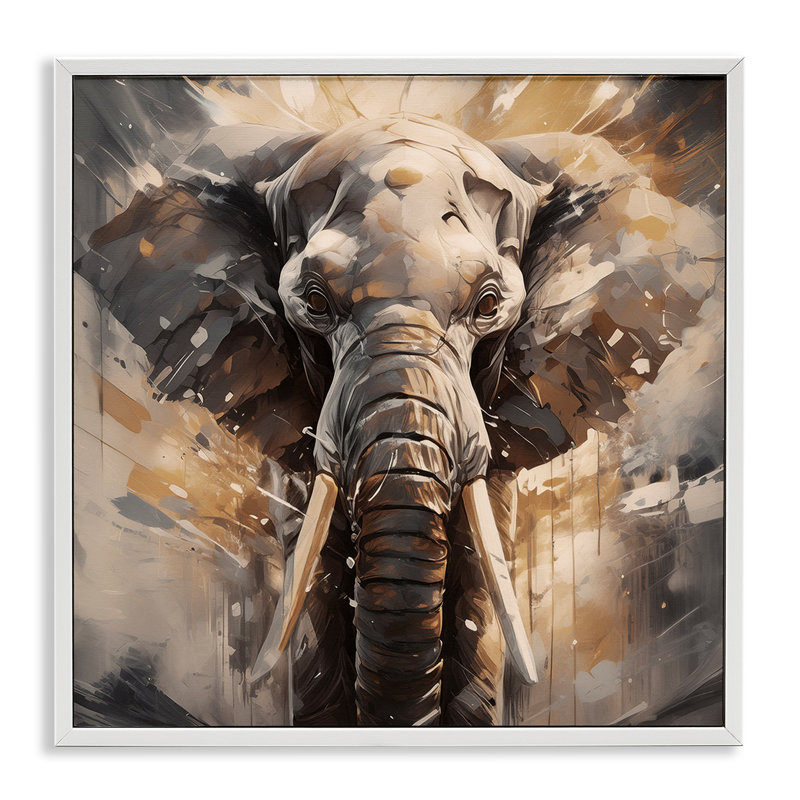 «Modern Splatter Elephant», estampe numérique par Noah Bay, Estampe numérique encadrée blanc bord de mer, H 24 po x l 24 po