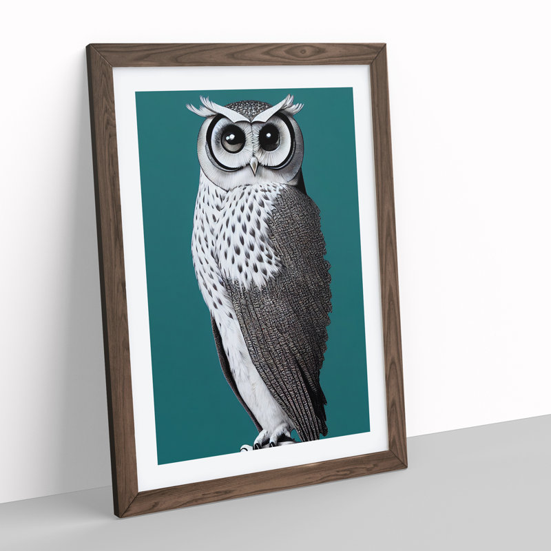 Curious Owl - Single Picture Frame Print, 34cm H x 25cm W x 2cm D, Walnut