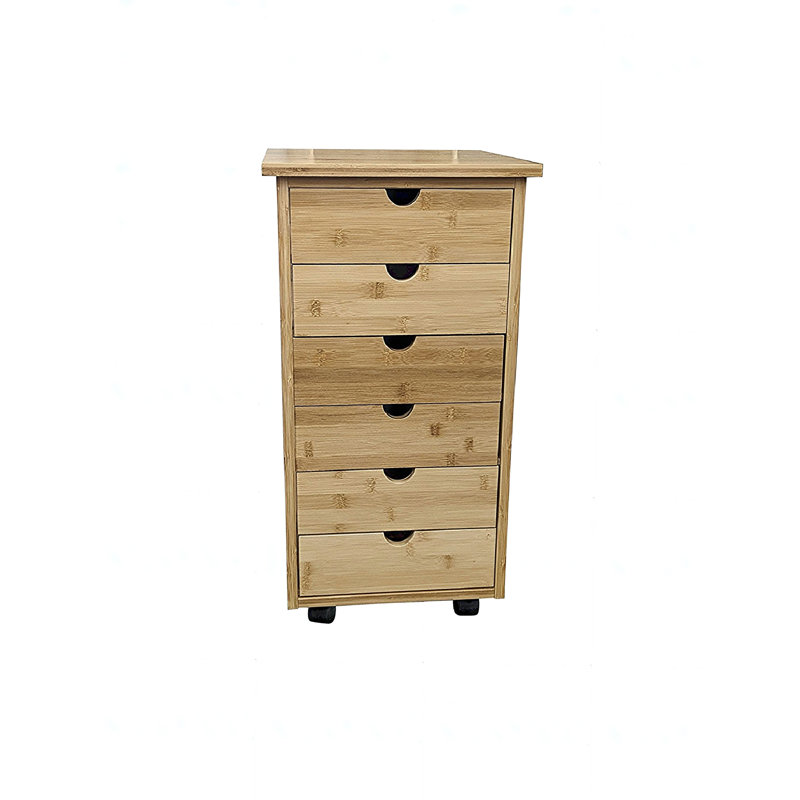 Commode à 6 tiroirs en bambou massif, Naturel