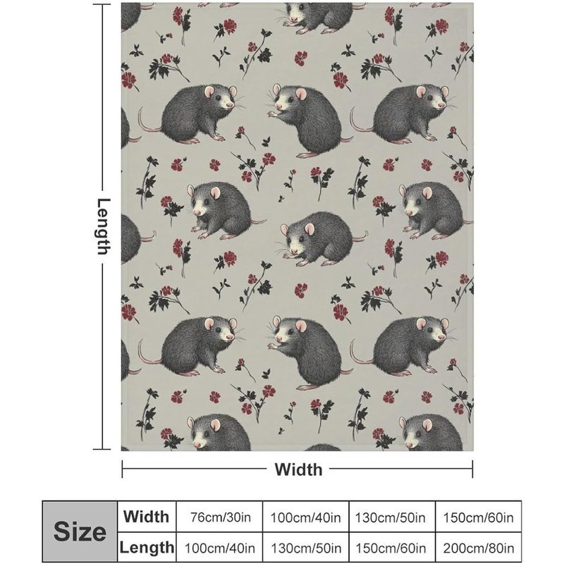 Couverture Opossum, 101,6 x 127 cm, L 9,84 po x l 11,84 po