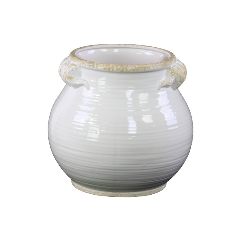 Pot à fleur en céramique Linkwood, H 10 po x l 10 po x P 10 po, Blanc