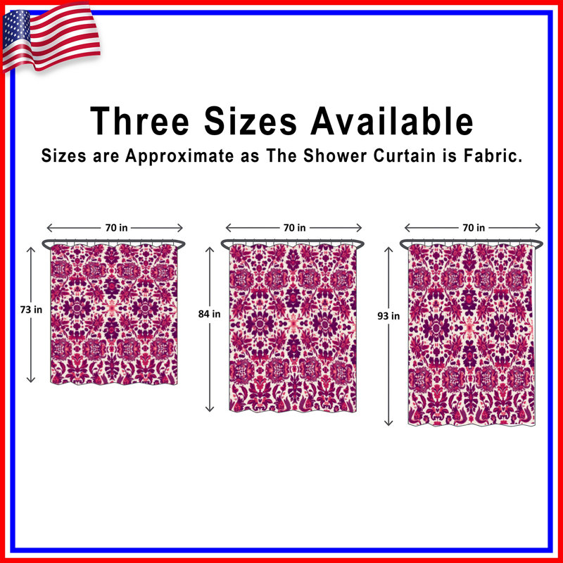 Rideaux de douche rose / mauve à motif damassé très longs, 70in W x 72in H