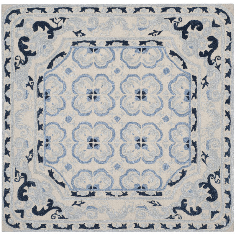 Cruz Hand Tufted Wool, Viscose Oriental Rug, Square 5'