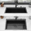 Évier de cuisine noir canon de fusil de 76 cm (30 pouces) avec robinet à jet aéré, revêtement nano et guide d'installation. Acier inoxydable T304 de calibre 16. Douches à effet pluie et cascade, distributeur de savon et grille de fond.