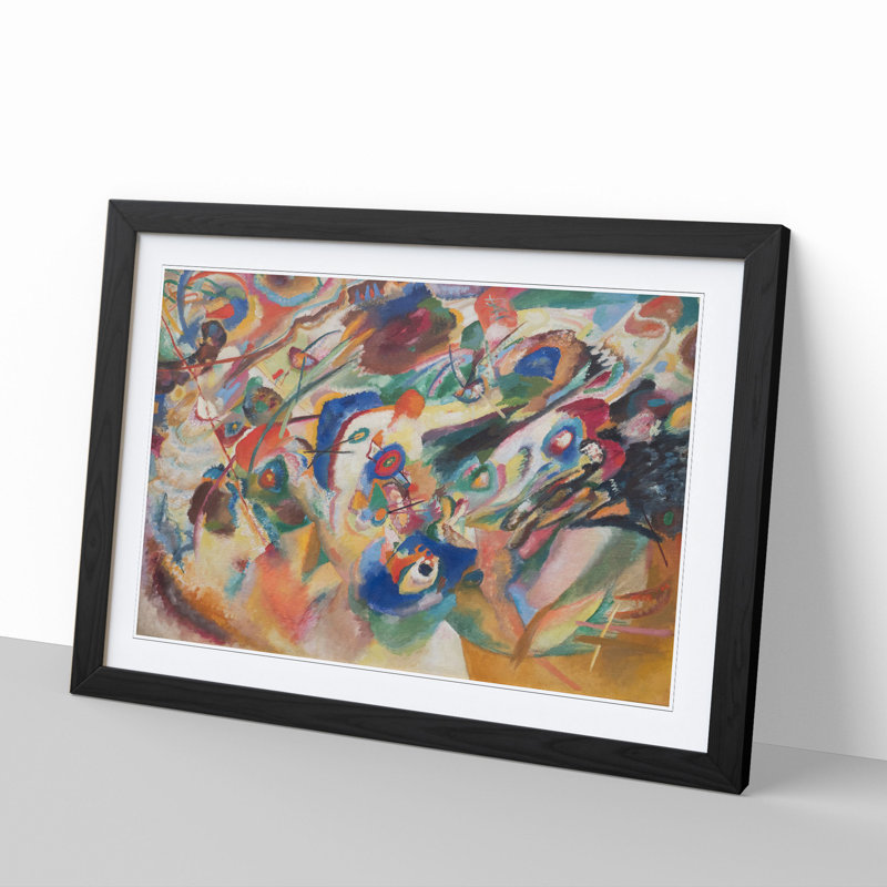 Composition VII by Wassily Kandinsky - Picture Frame Painting on MDF, 36cm H x 48cm W x 2cm D, Black Framed